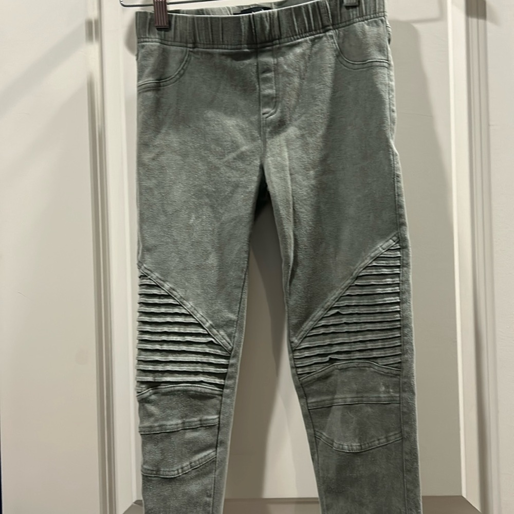 Beulah ribbed skinny stretchy moto PulOn pants detail legs w/ side zips size S